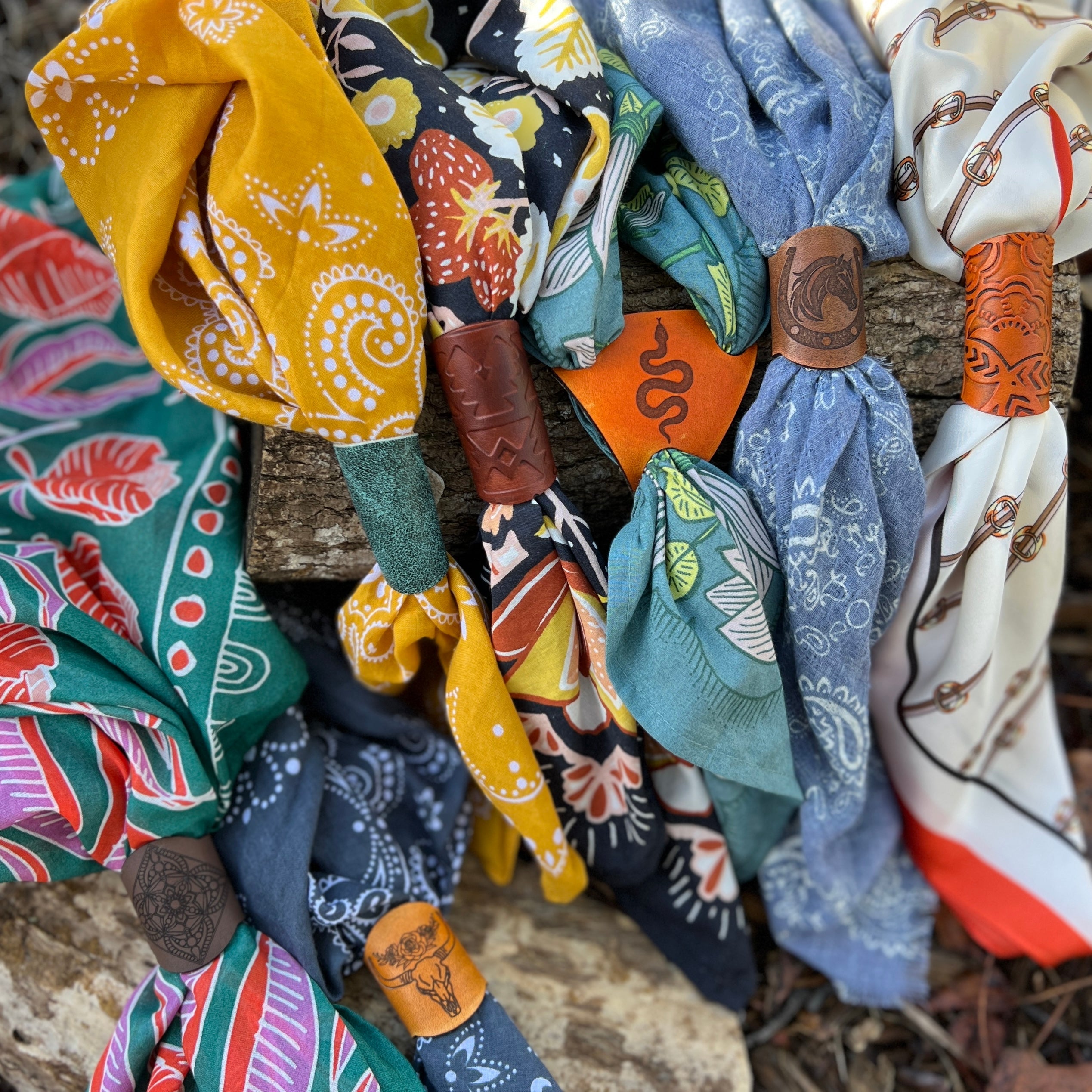 leather scarf slide for bandanas