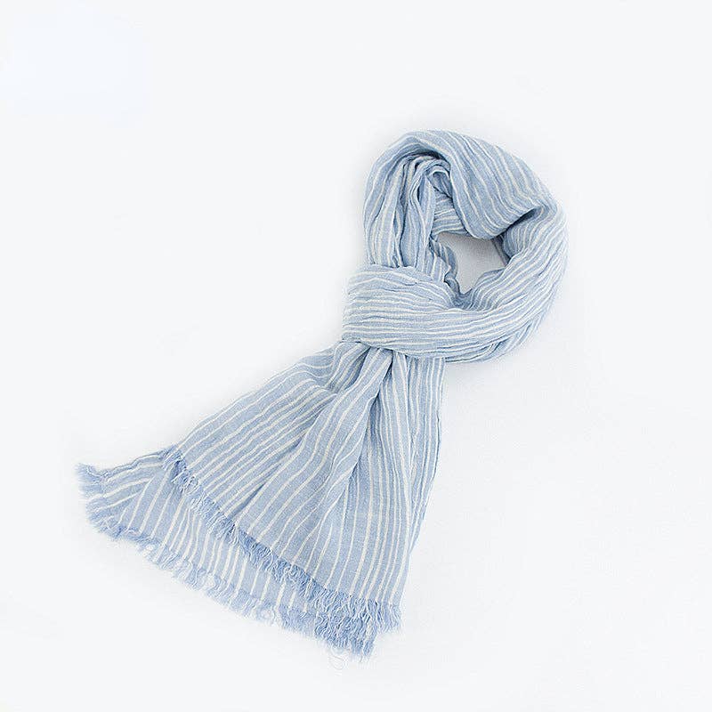 Blue Striped Shawl Scarf