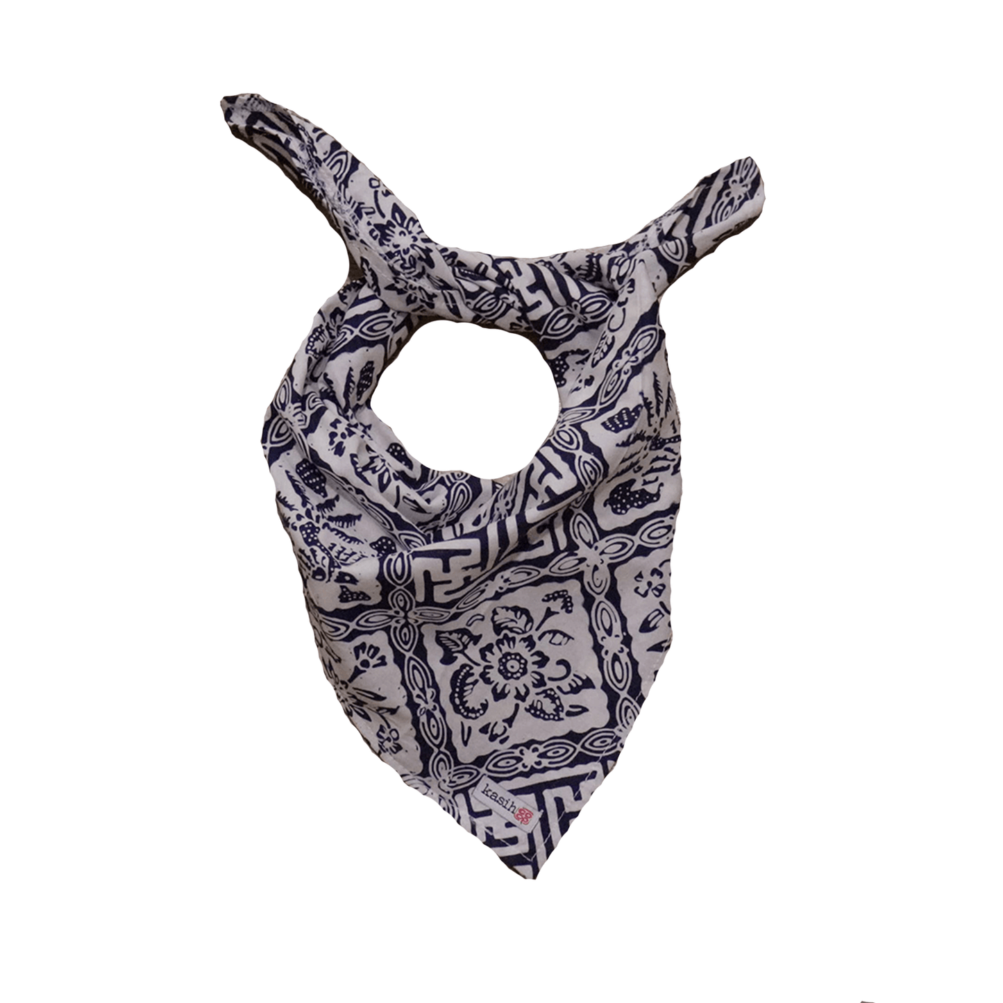 Navy Blue Hand-Dyed Batik Bandana Square Scarf