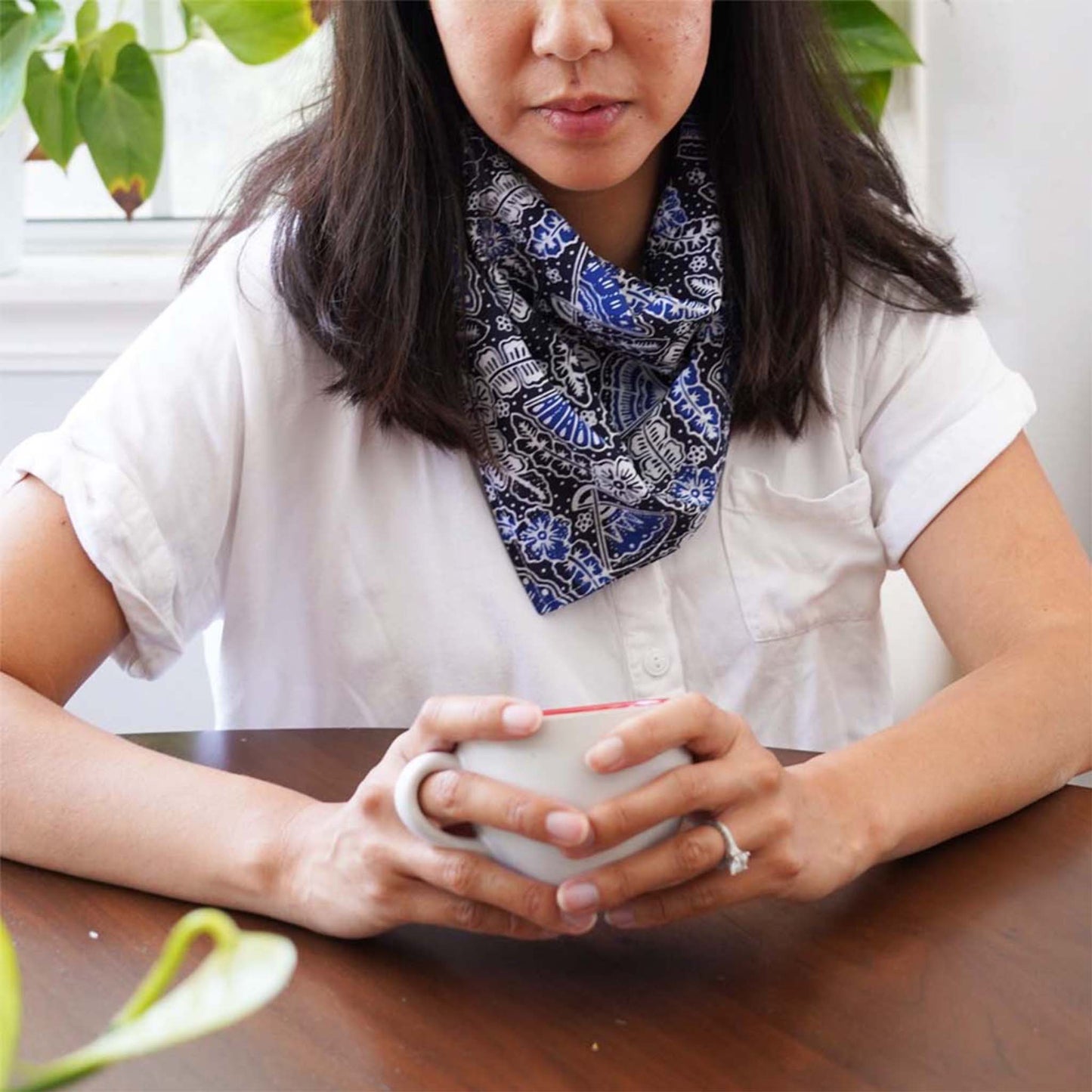 Hand Dyed Cotton Batik Bandana in Blue Black