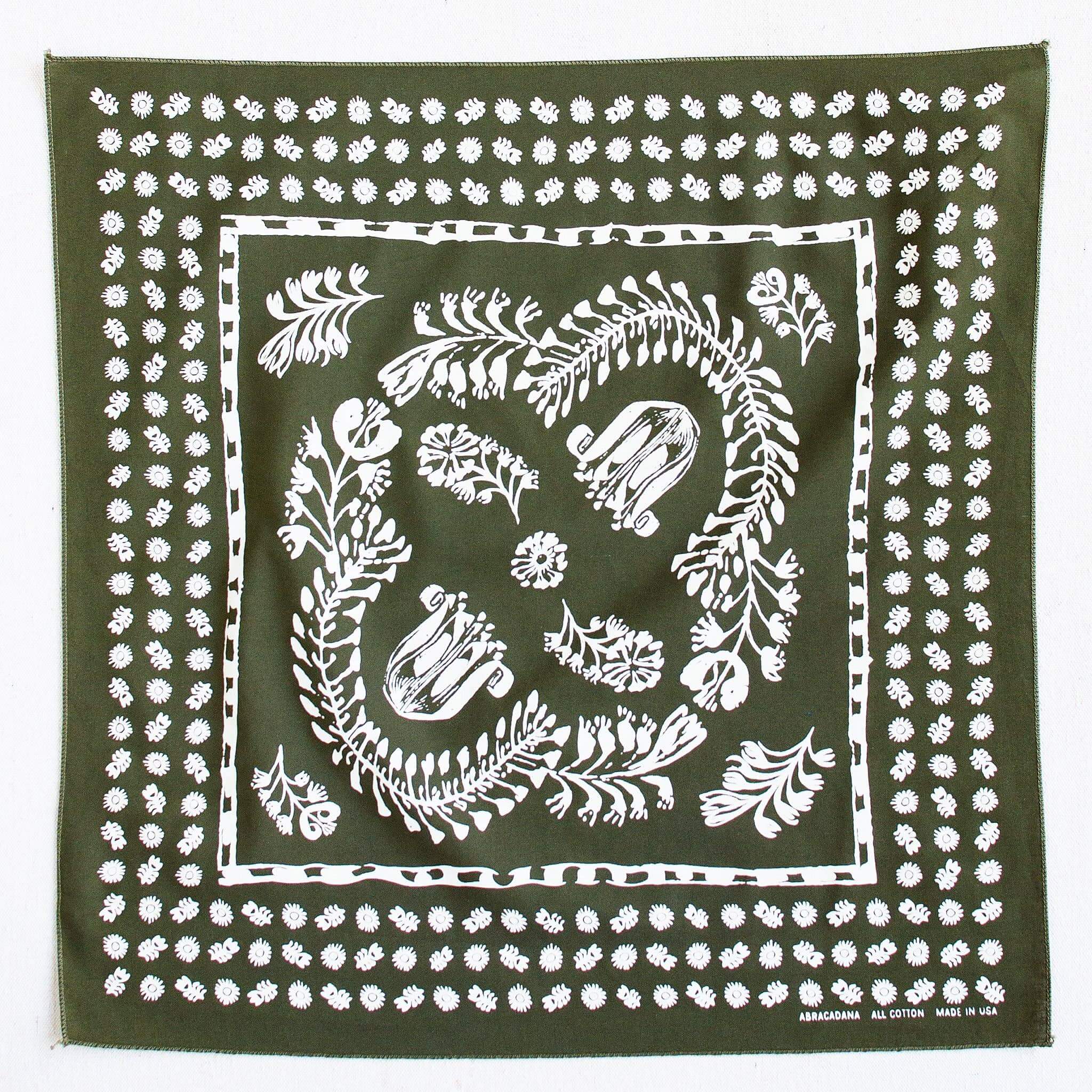 Olive Floral Bandana