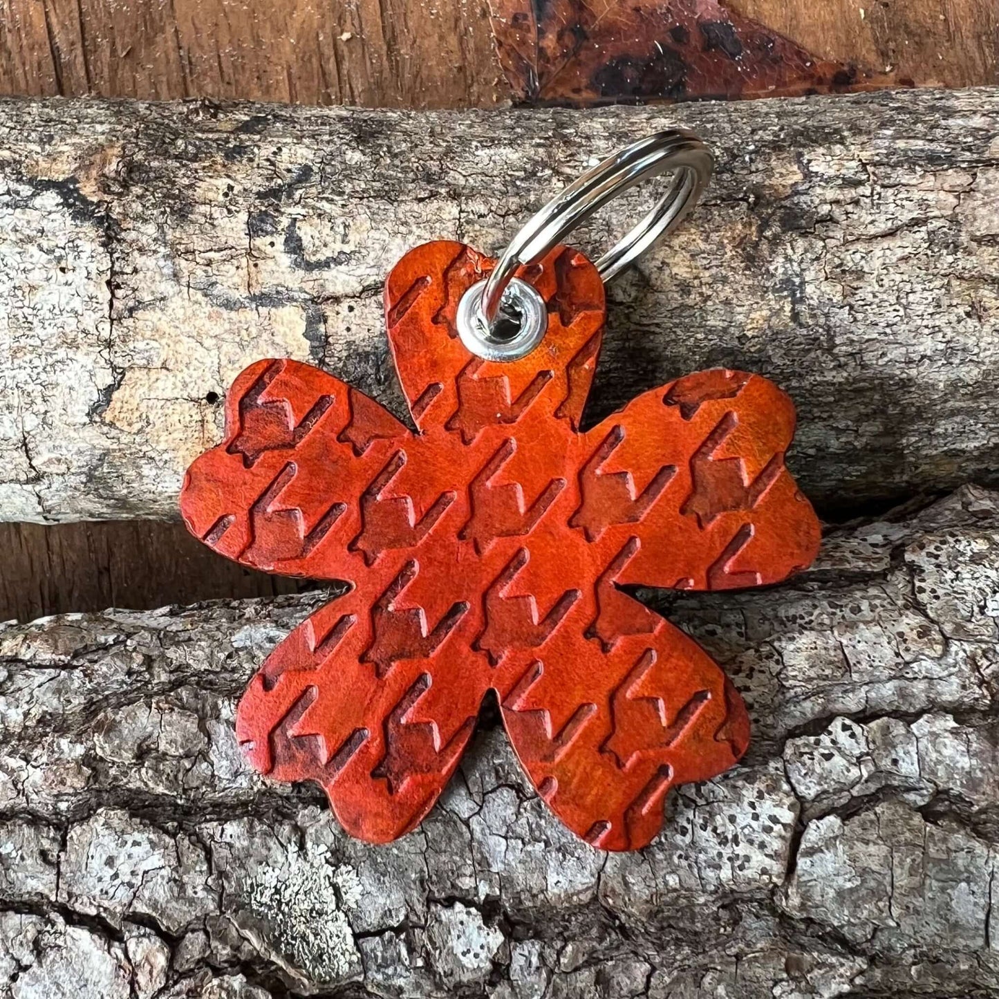 leather flower purse charm