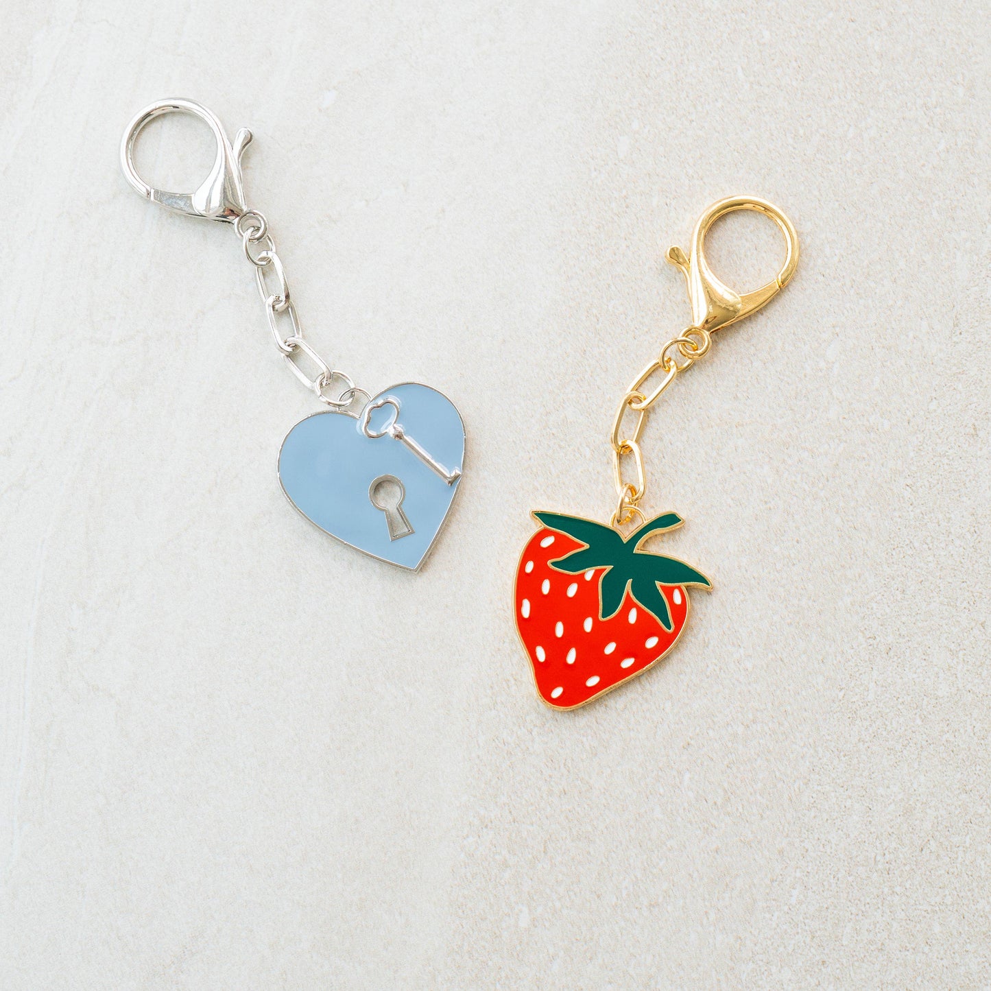 Enamel Bag Charm / keychain - Strawberry