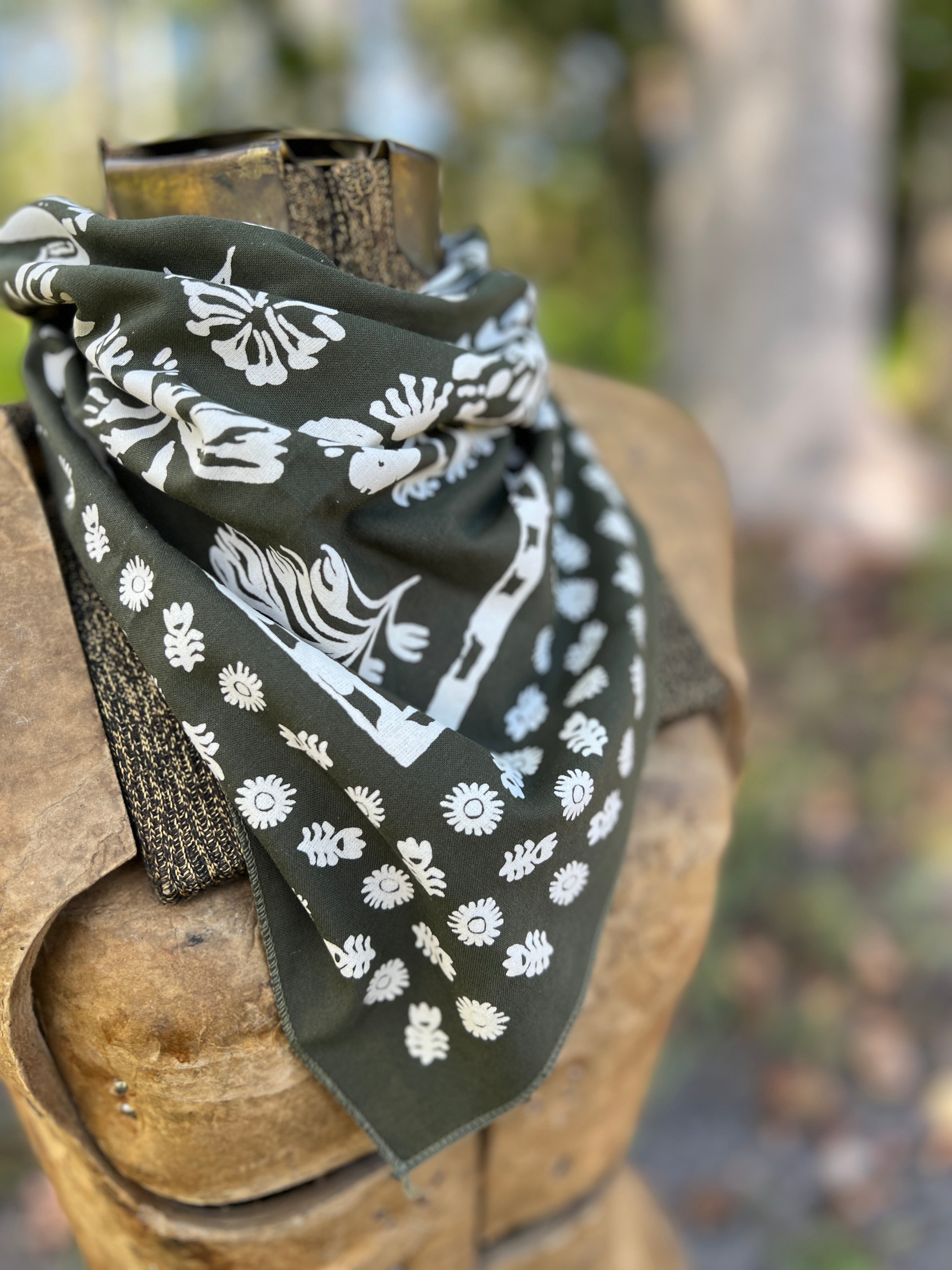Olive Floral Bandana
