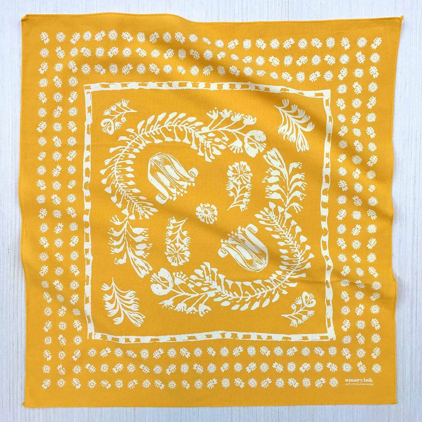 Golden Yellow Floral Bandana