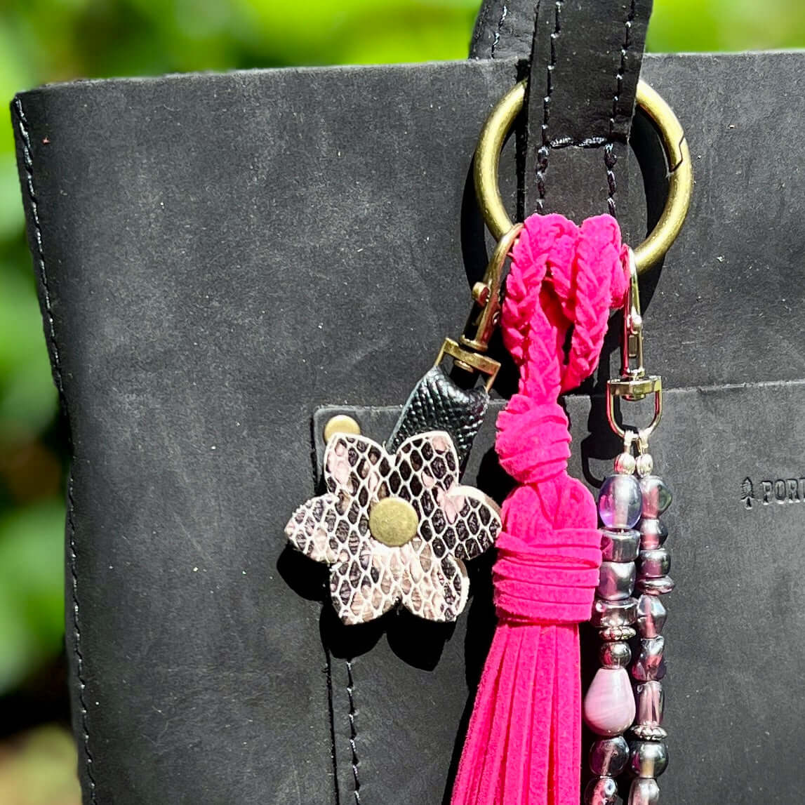 Mini Leather Flower Bag Charm - Series 2
