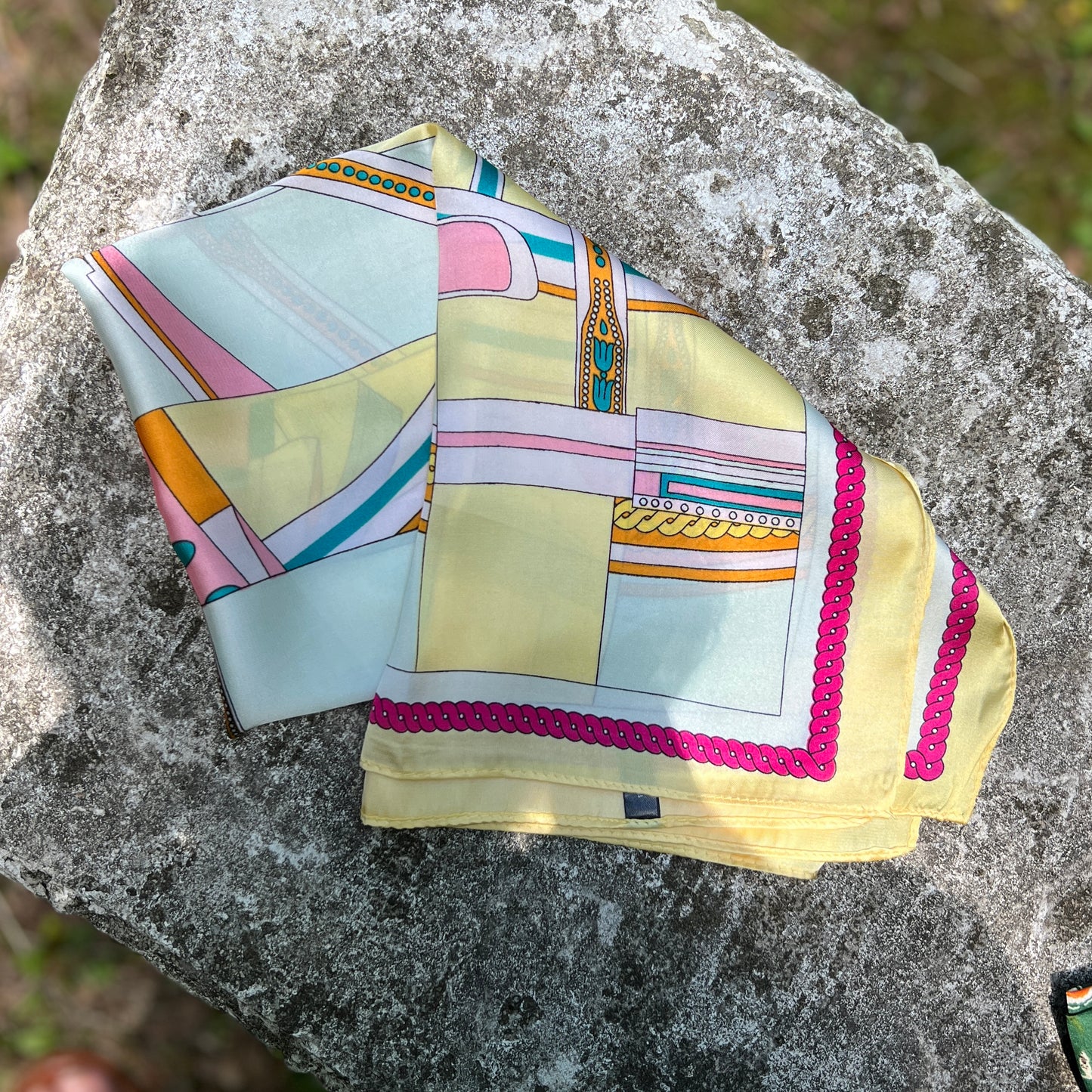 Floral Square Scarf - Silky Geometric Print