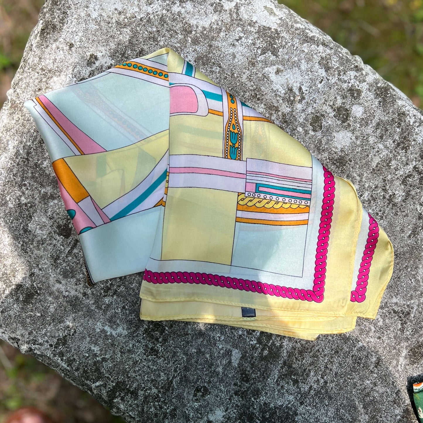 Floral Square Scarf - Silky Geometric Print