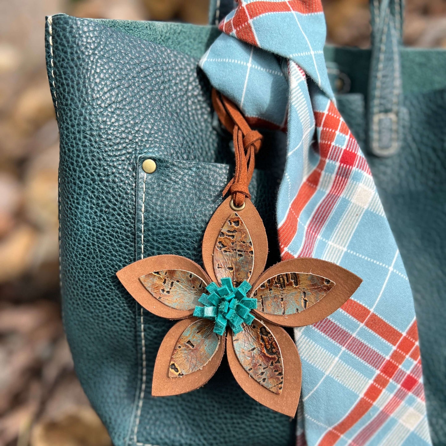 Plaid Purse Scarf - Skinny Fall Light Blue Plaid Flannel