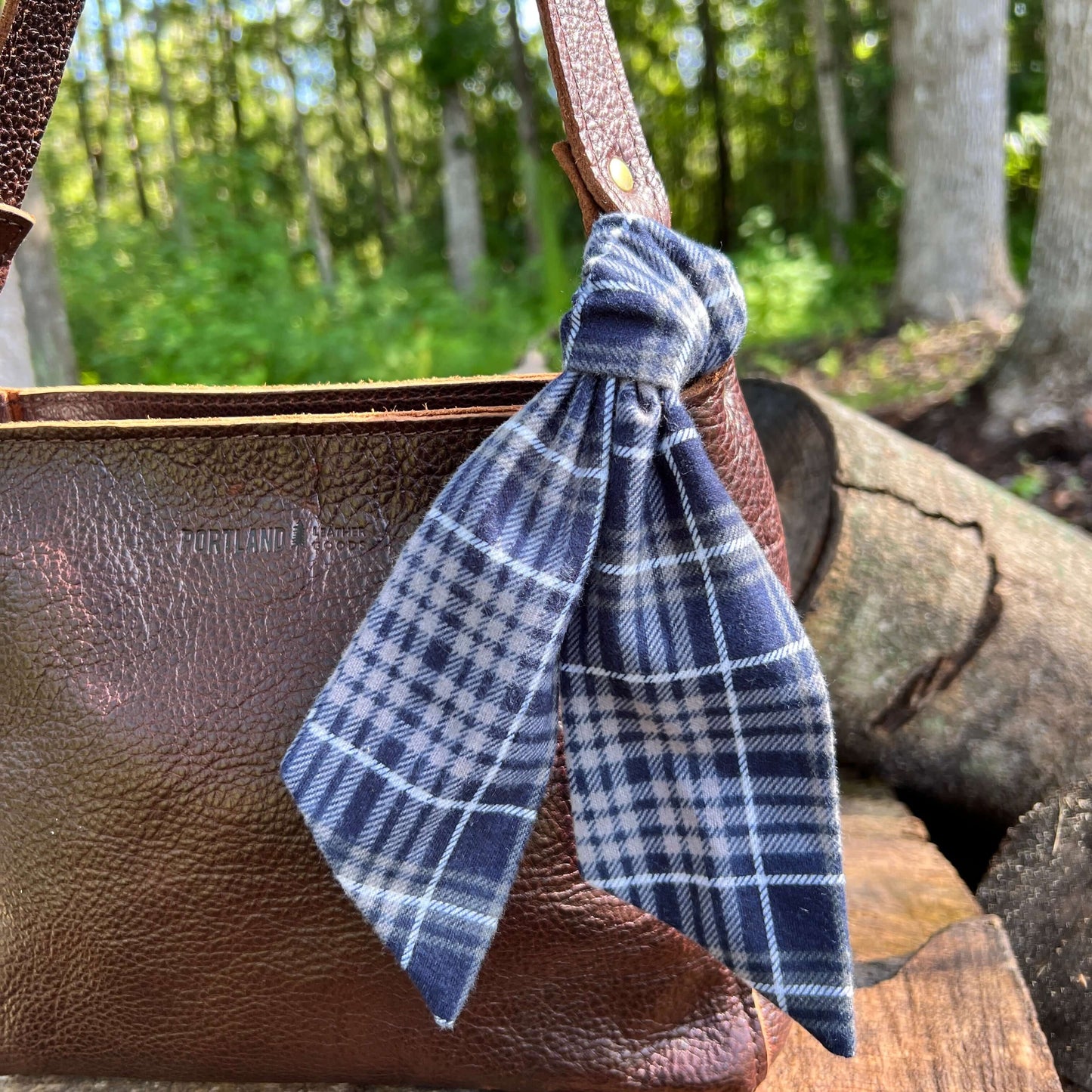 Purse Scarf - Skinny Blue and Grey Flannel Skinny Scarf