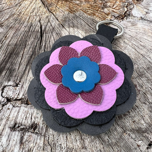 Flower Purse Charm - Limited Edition - Gray, Black, Purple and Blue