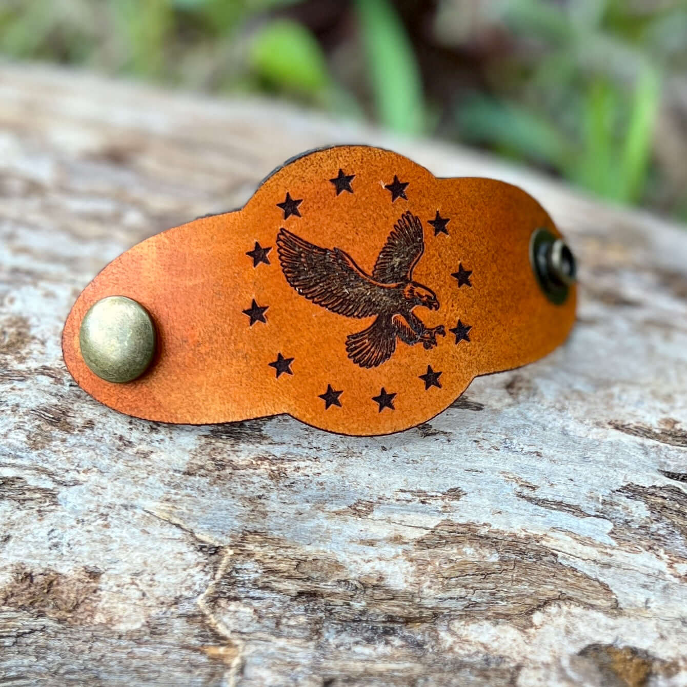 Bandana Slide - Antiqued Saddle Tan Leather - Eagle