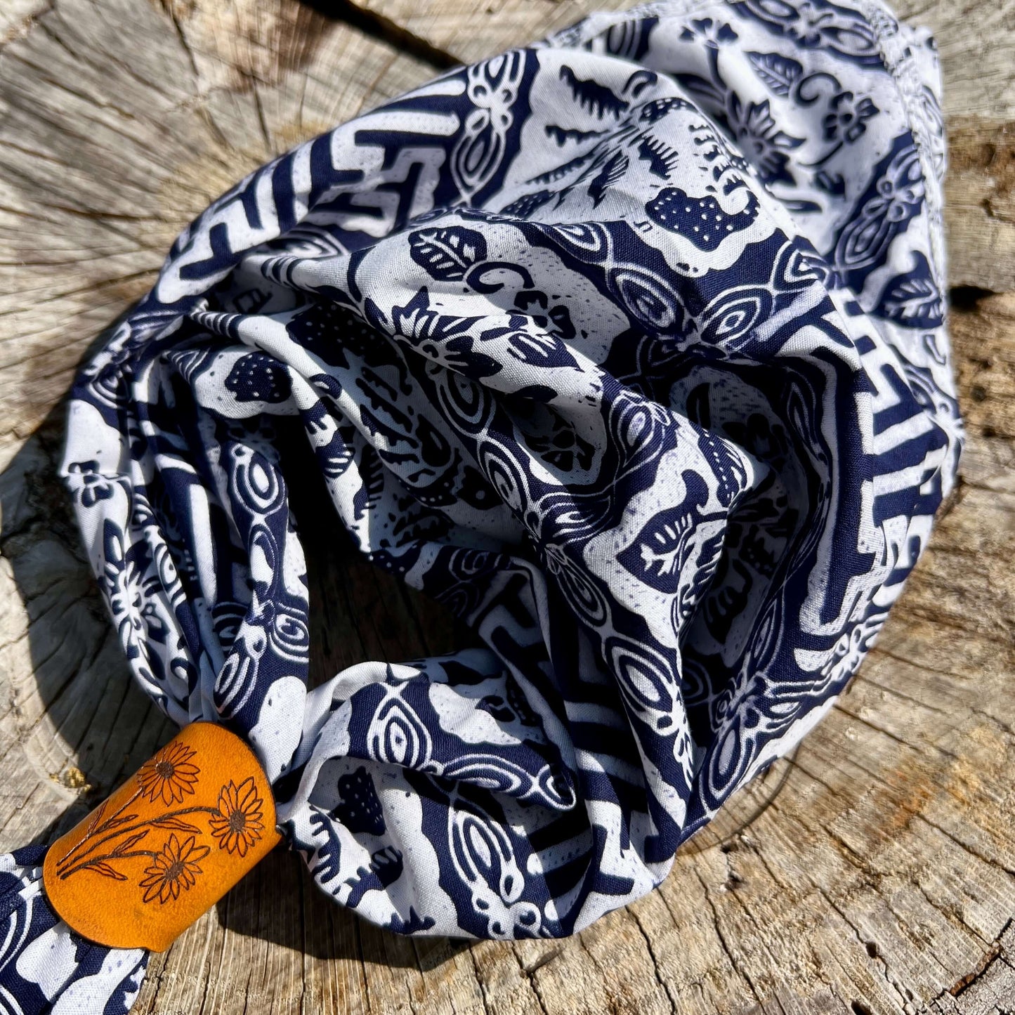 Navy Blue Hand-Dyed Batik Bandana Square Scarf