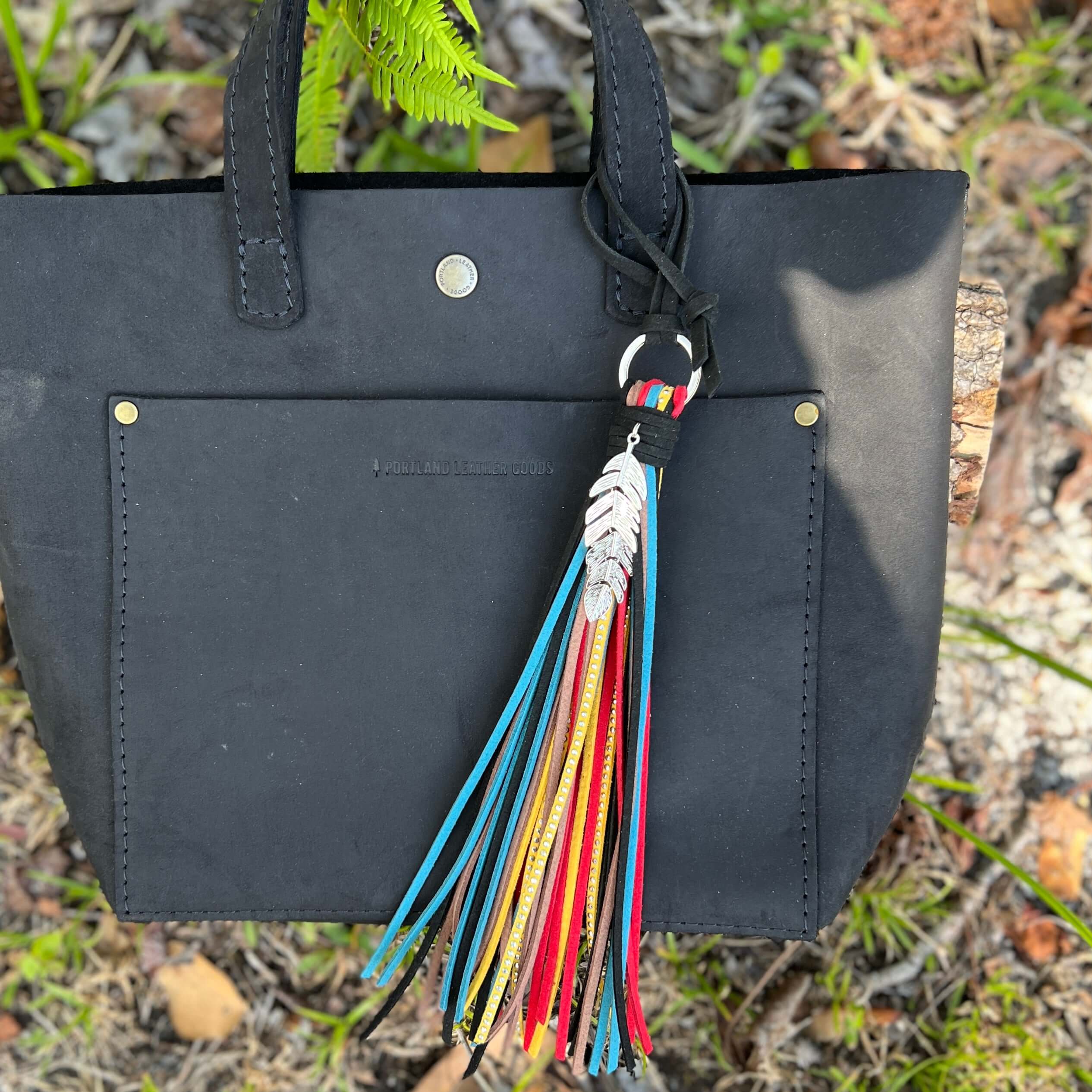 Tassel Purse Charm with Feather Charm