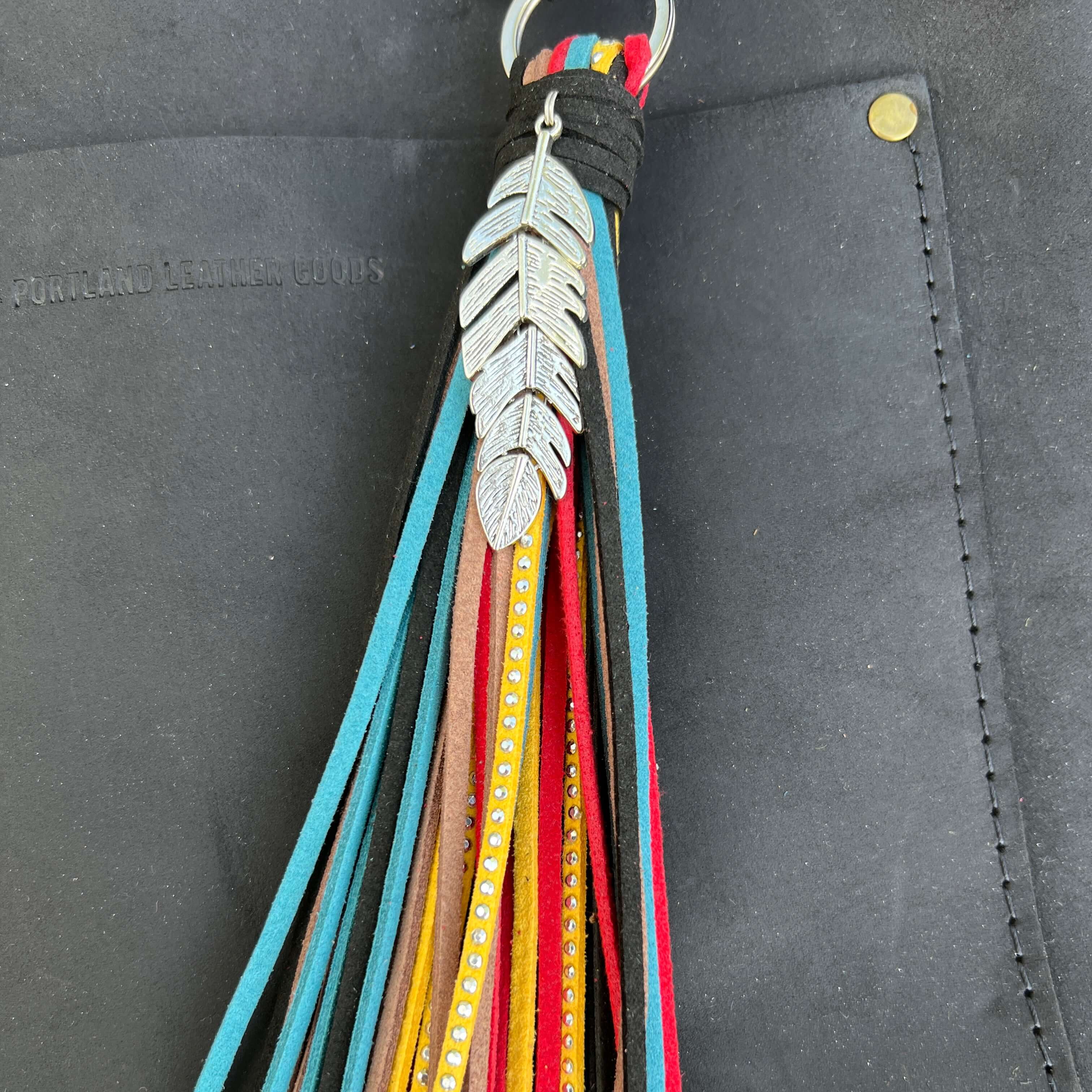 Tassel Purse Charm with Feather Charm