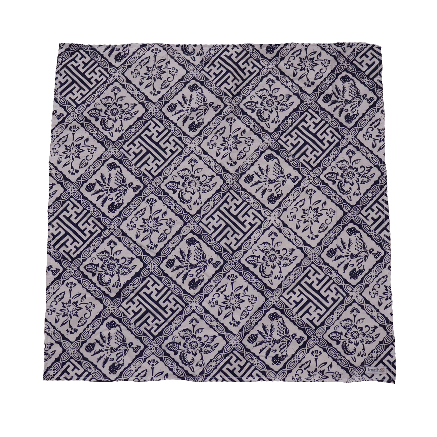 Navy Blue Hand-Dyed Batik Bandana Square Scarf