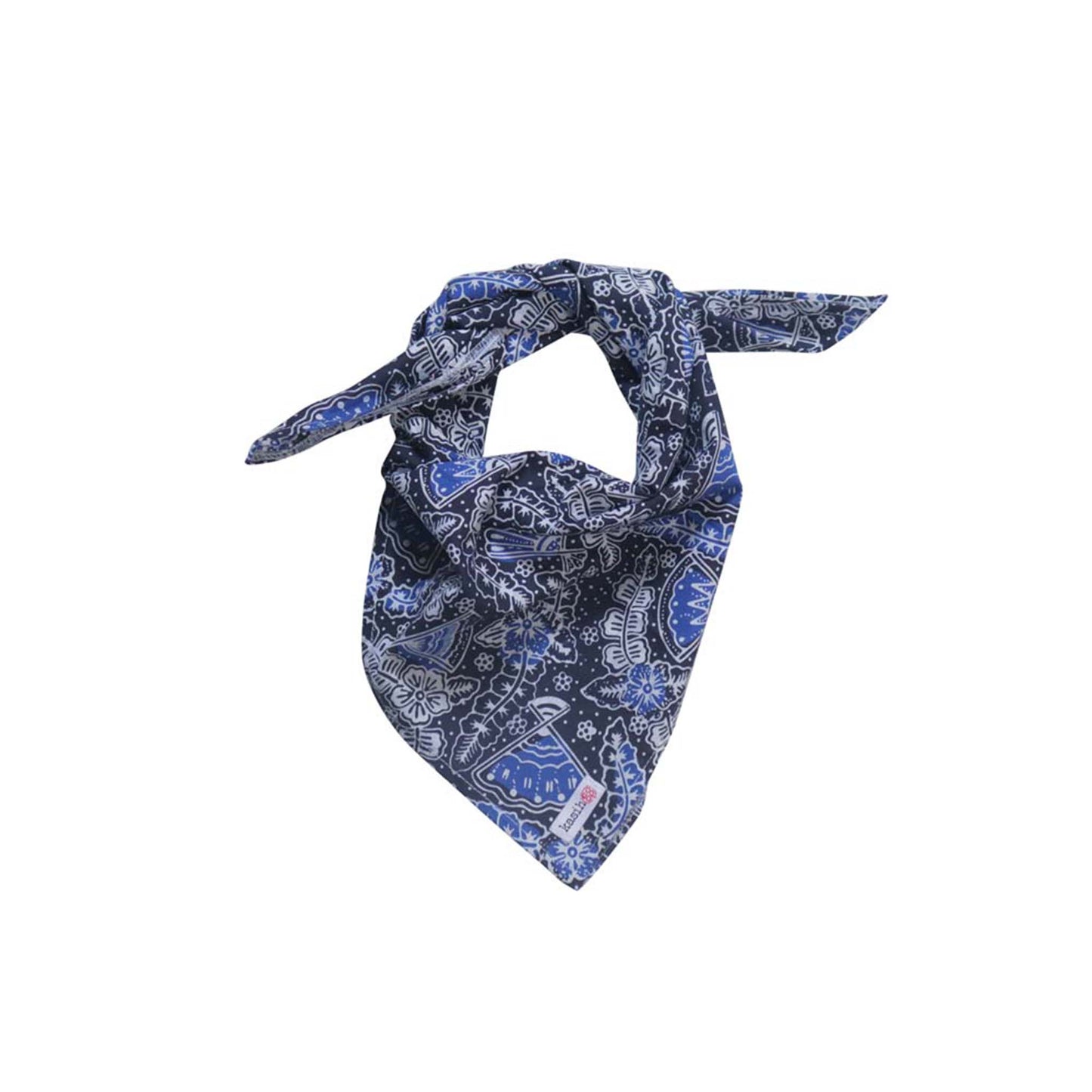 blue and black floral cotton bandana scarf