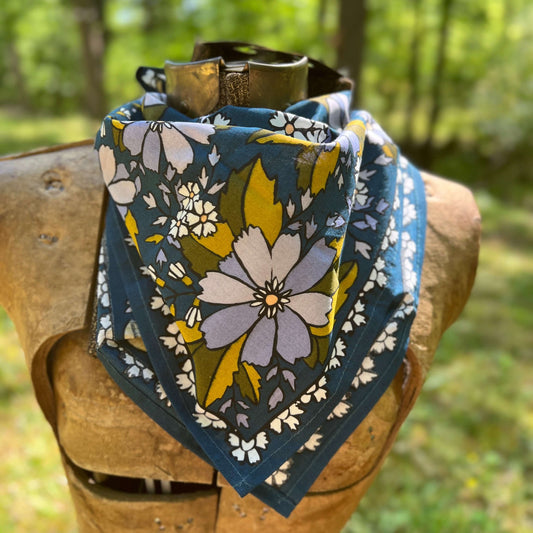 blue floral cotton bandana kerchief