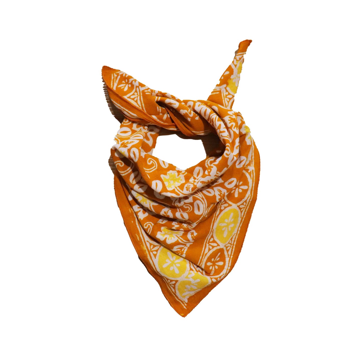 Bandana Square Scarf - Orange Hand Dyed Batik