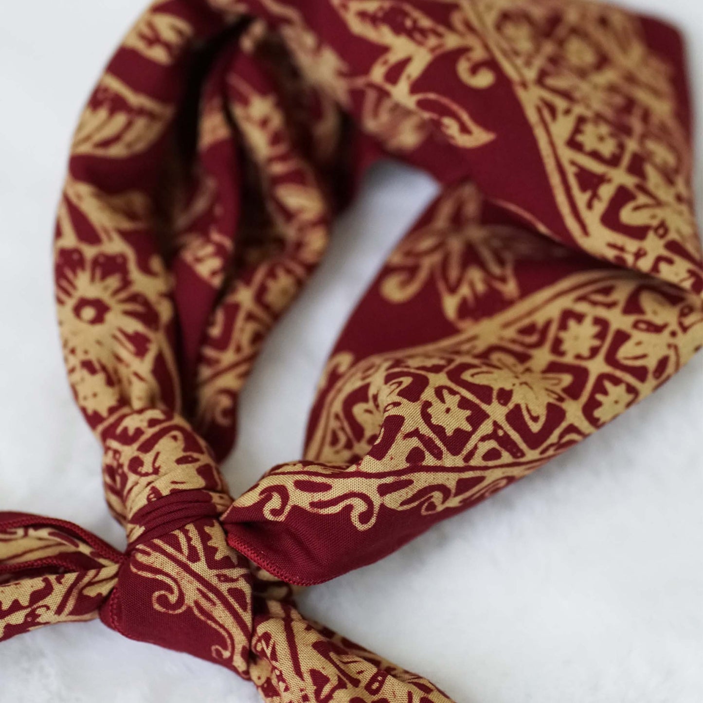 red and brown cotton batik bandana