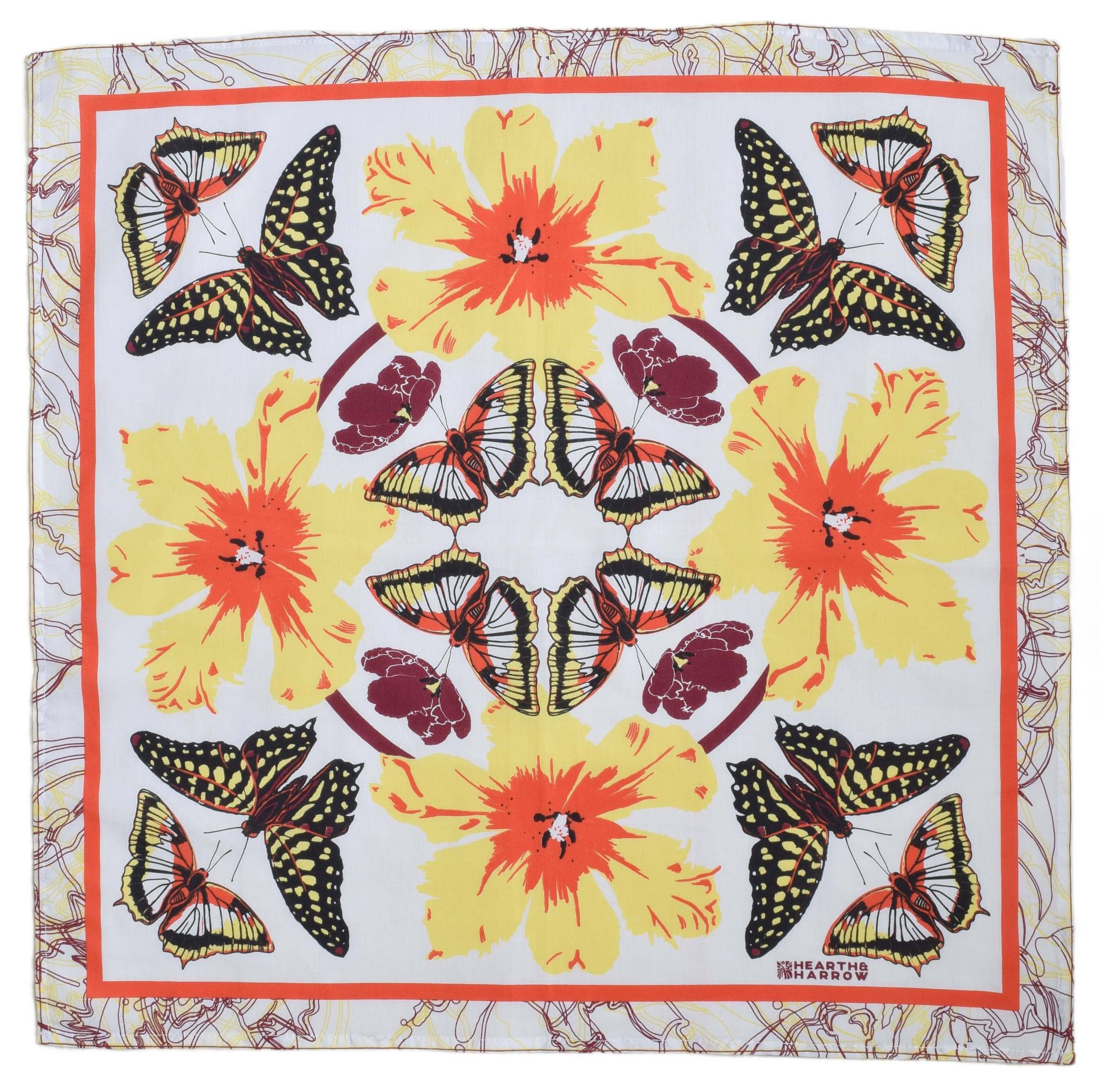 Butterfly Bandana - 100% Cotton - Pollinator Print - Floral