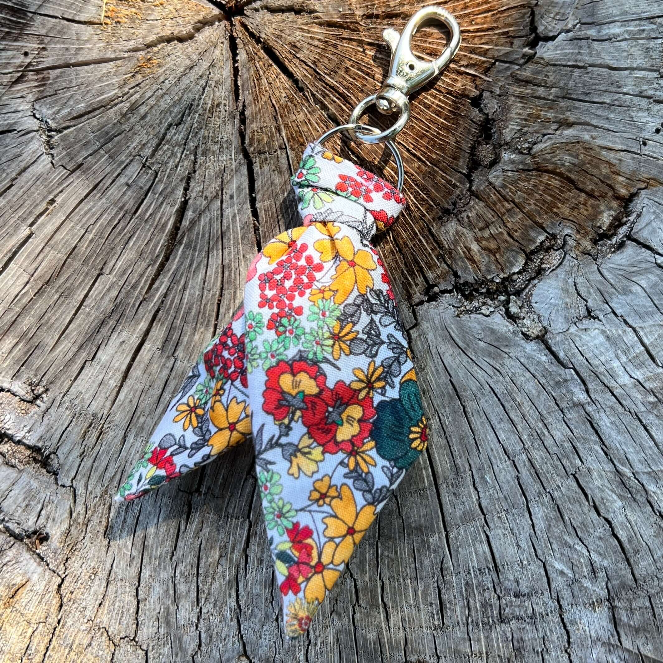 pink floral keychain scarf