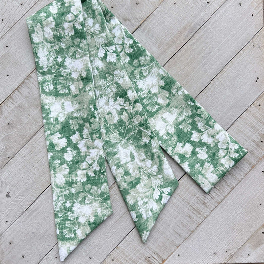 green leaf pattern cotton purse twilly