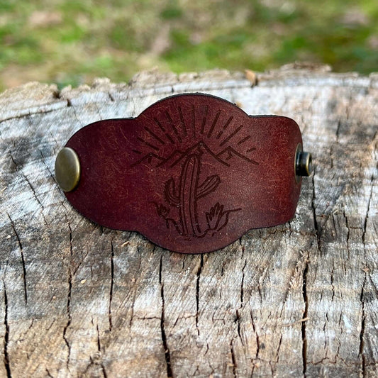 leather bandana slide in southwest dark brown