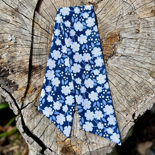 Slim Floral Scarf - Blue and White Floral