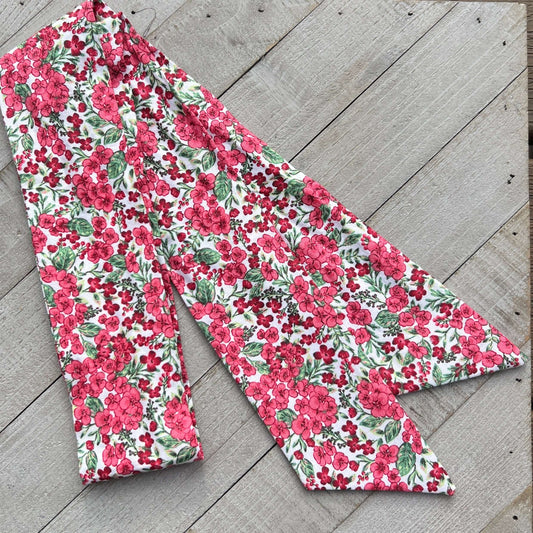 purse scarf in red and pink floral