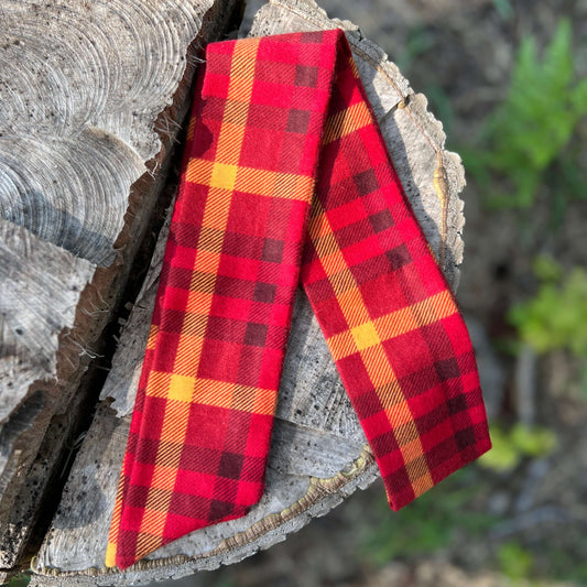 purse scarf in red plaid flannel