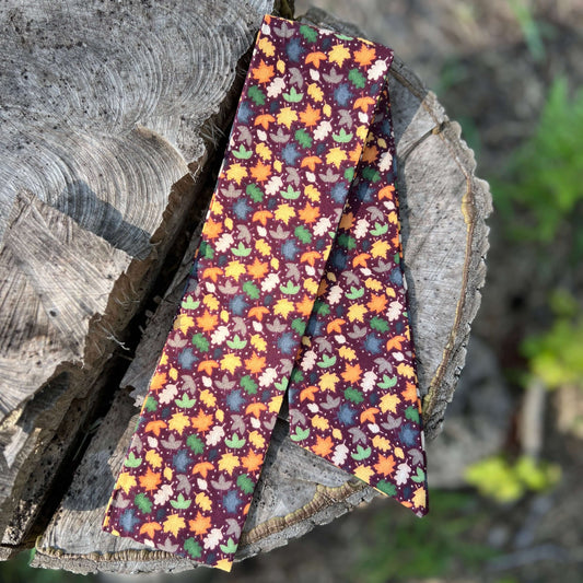 purse scarf with fall leaves