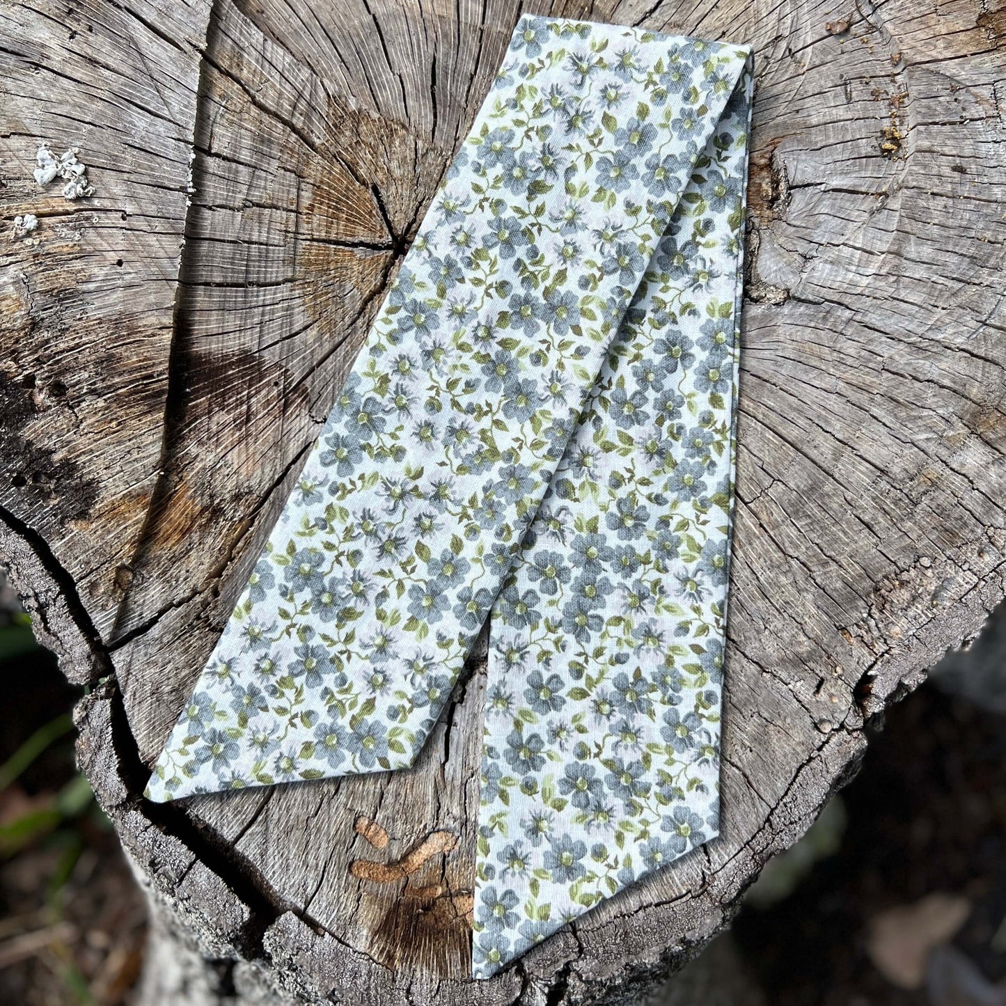 Slim Floral Scarf - Soft Blue and Green Floral