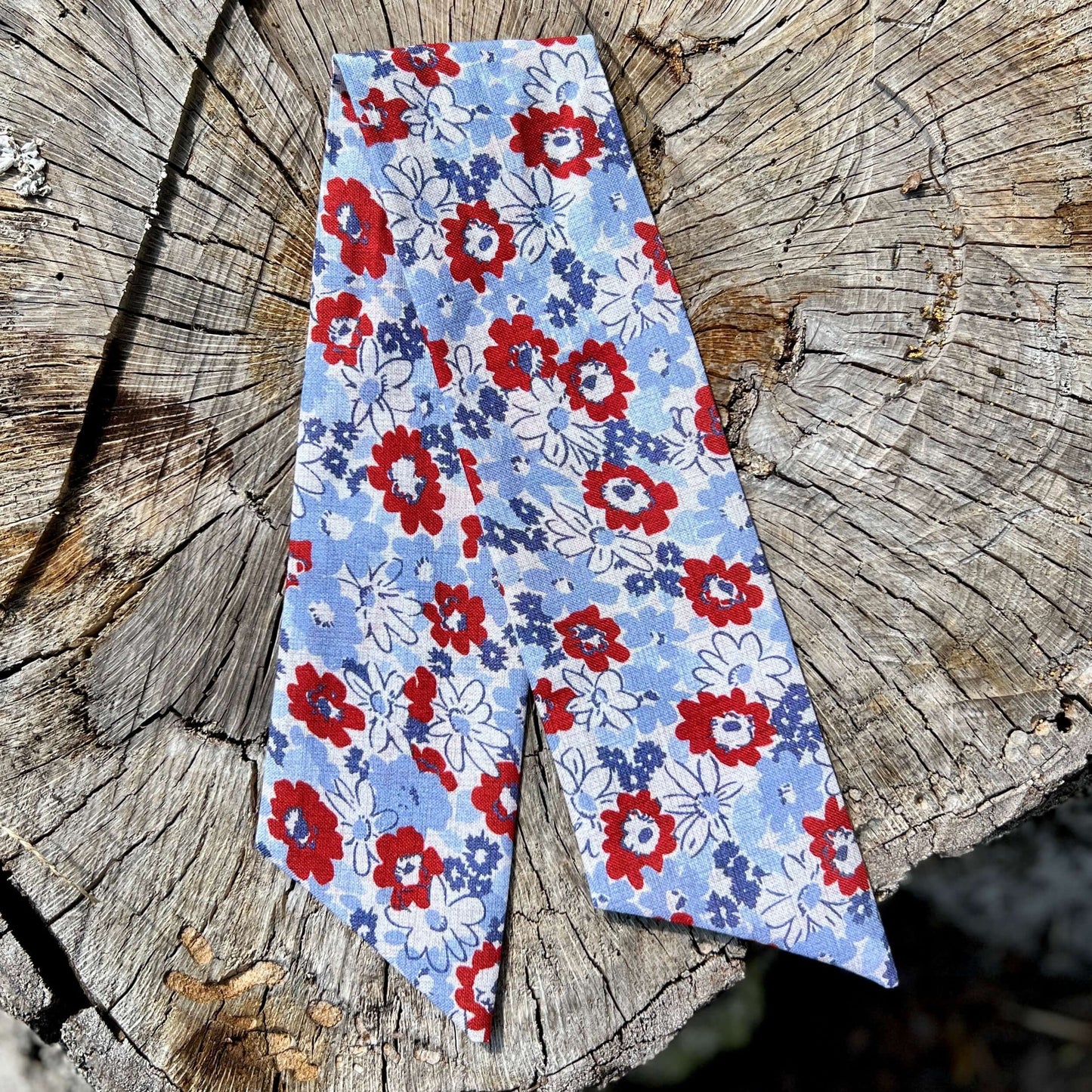 Slim Floral Scarf - Red and Blue Floral