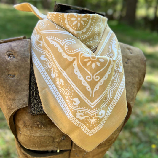 western print bandana scarf in sand brown