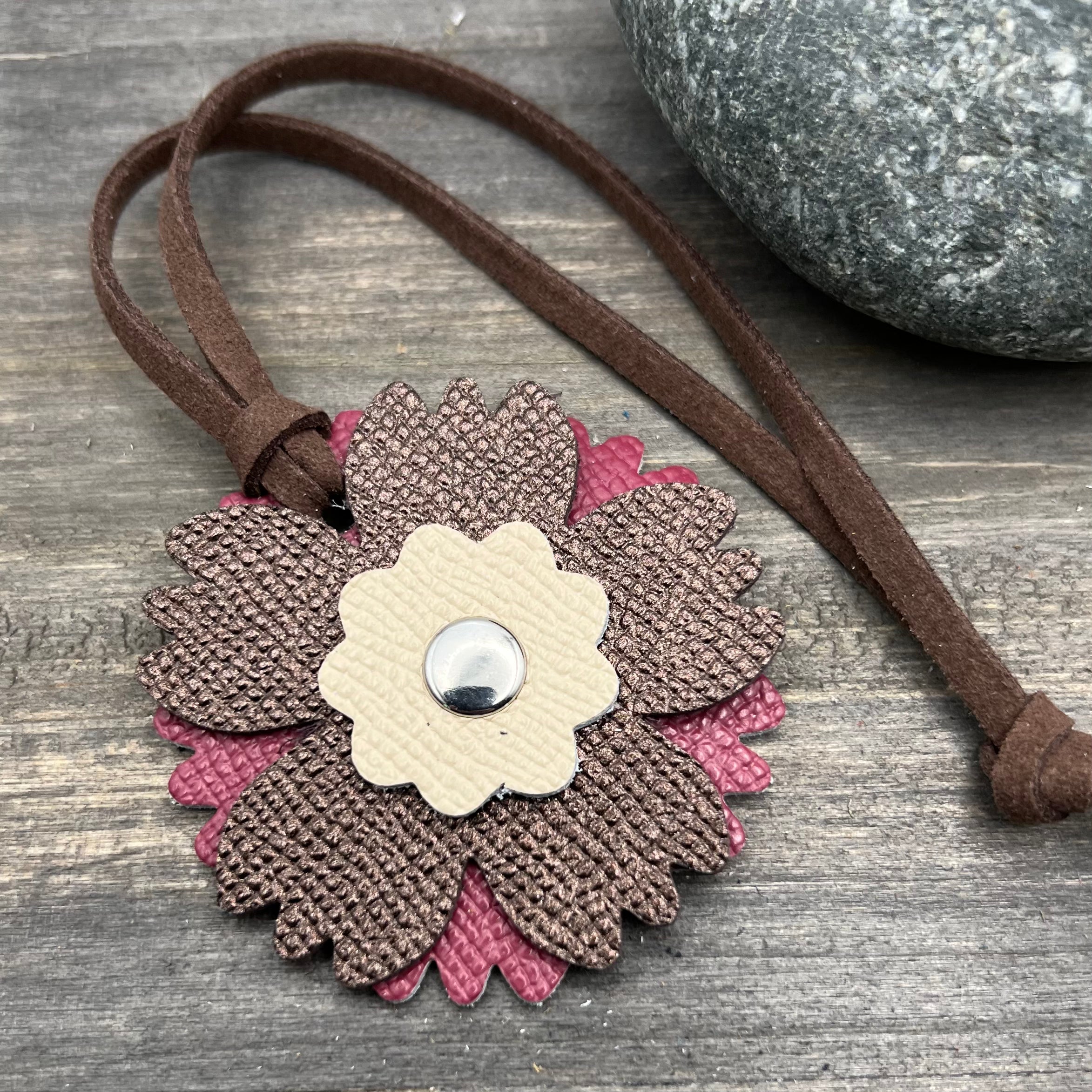 lindsaystreemdesigns Leather Purse Charms - Colorful Flowers Bright Blue