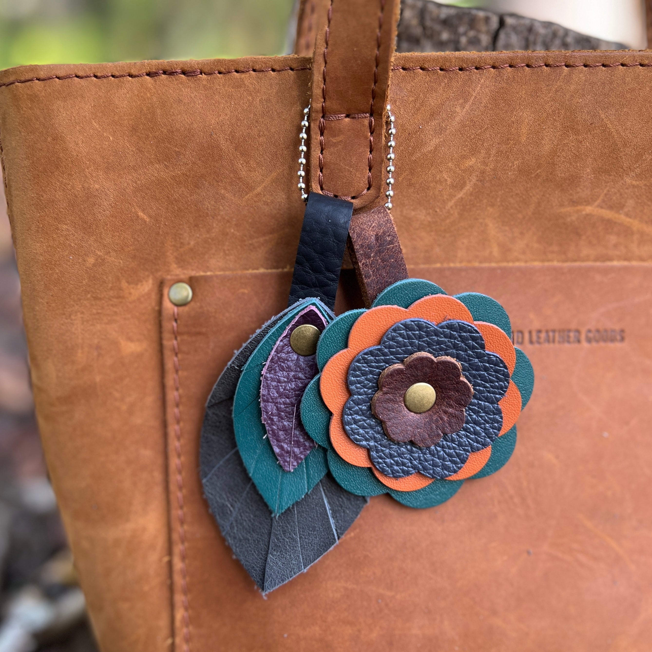 handmade leather flower purse charms collection