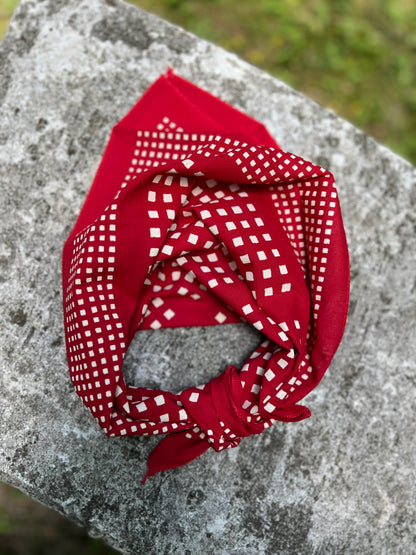 Red Check Windowpane Bandana