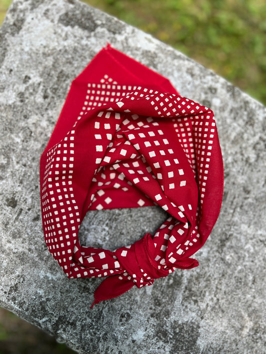 Red Check Windowpane Bandana