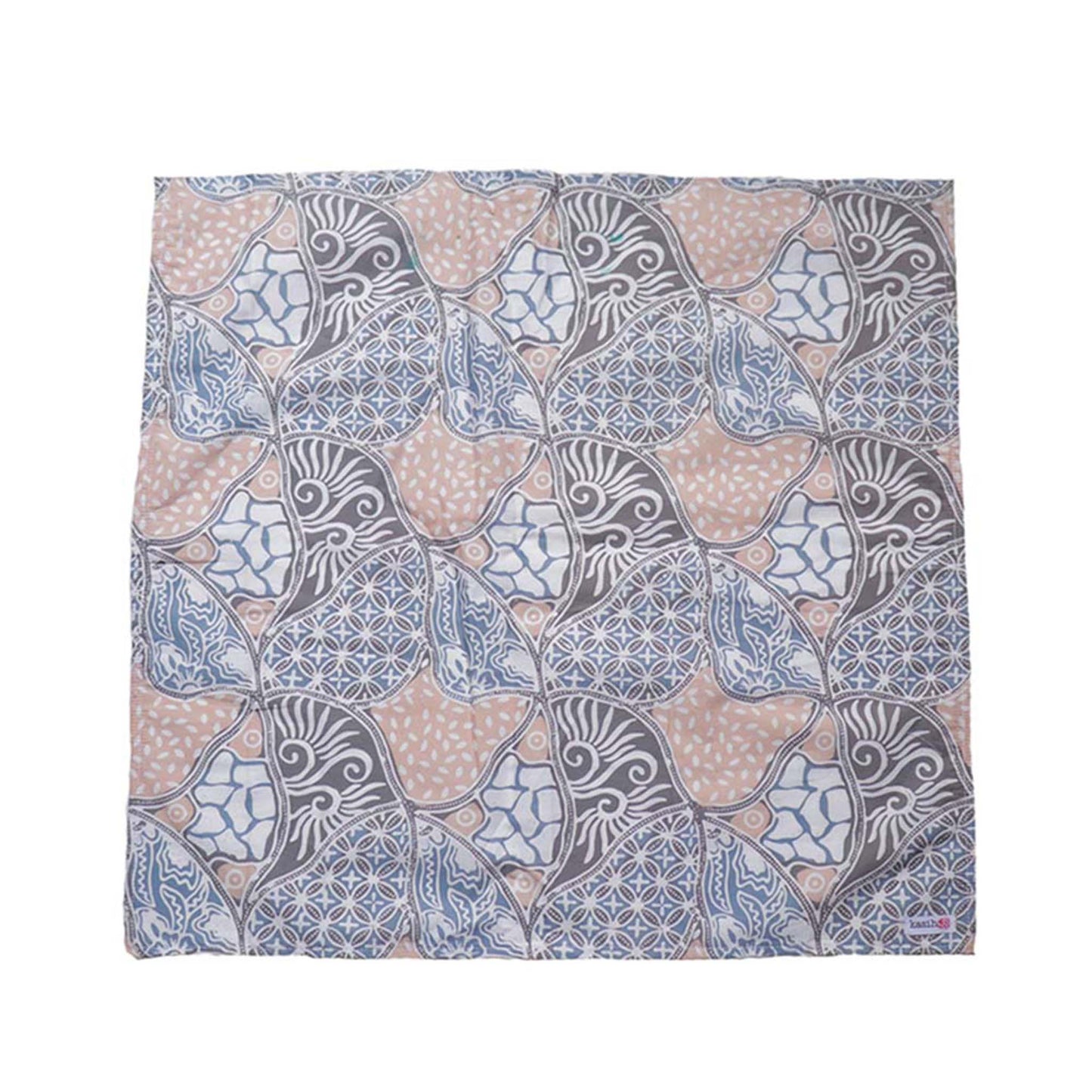 Batik Bandana - Blue, Gray and Tan