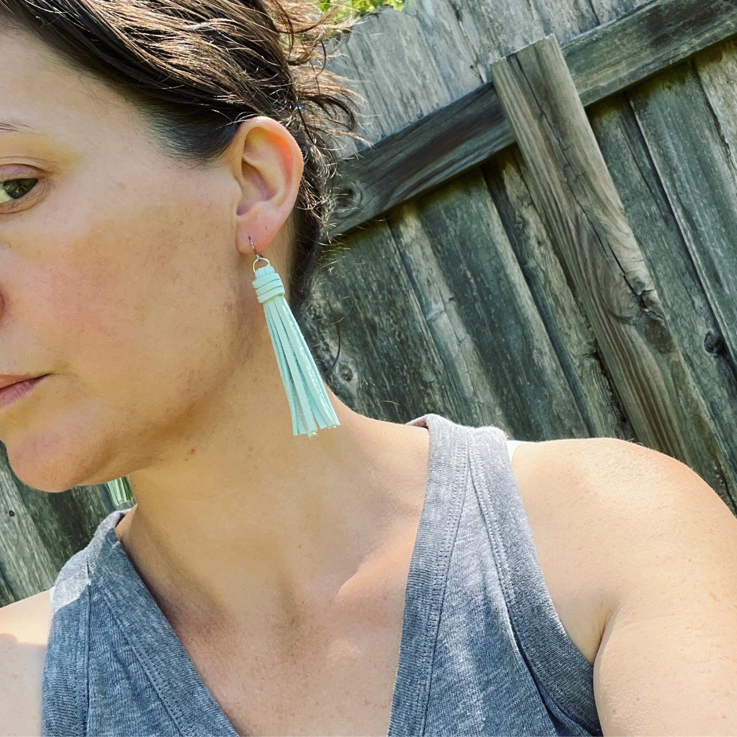 faux suede tassel earrings in blue