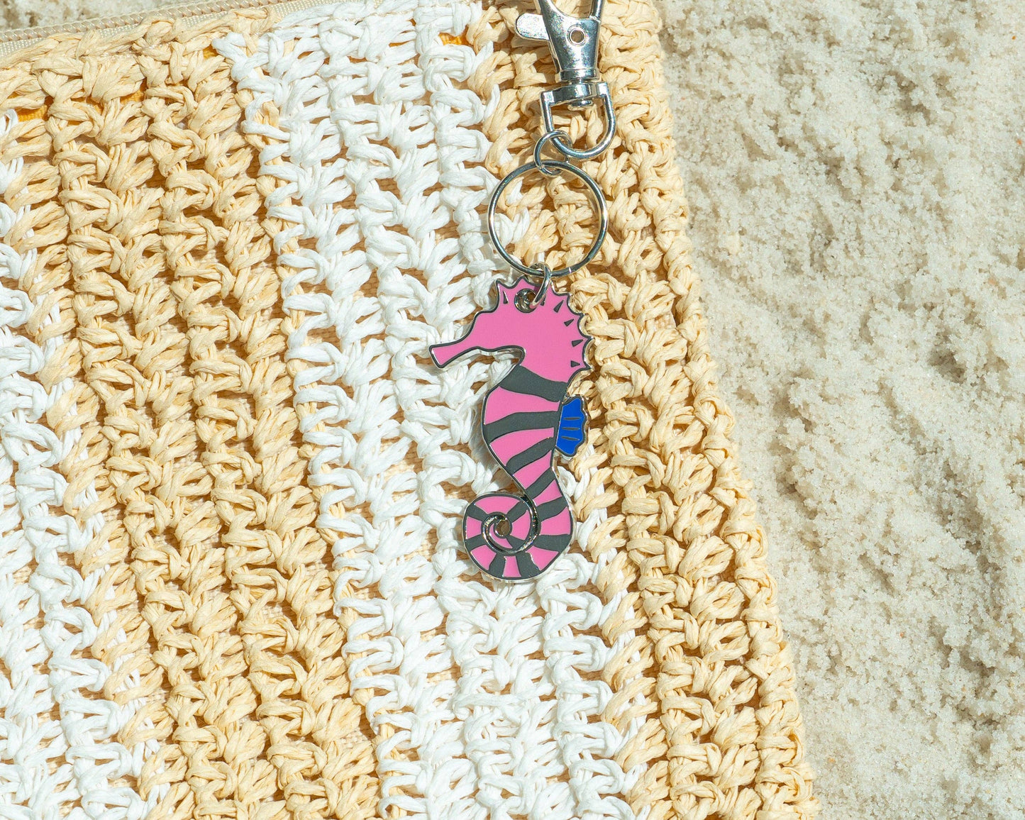 Ocean Life Keychain - Silver - Seahorse
