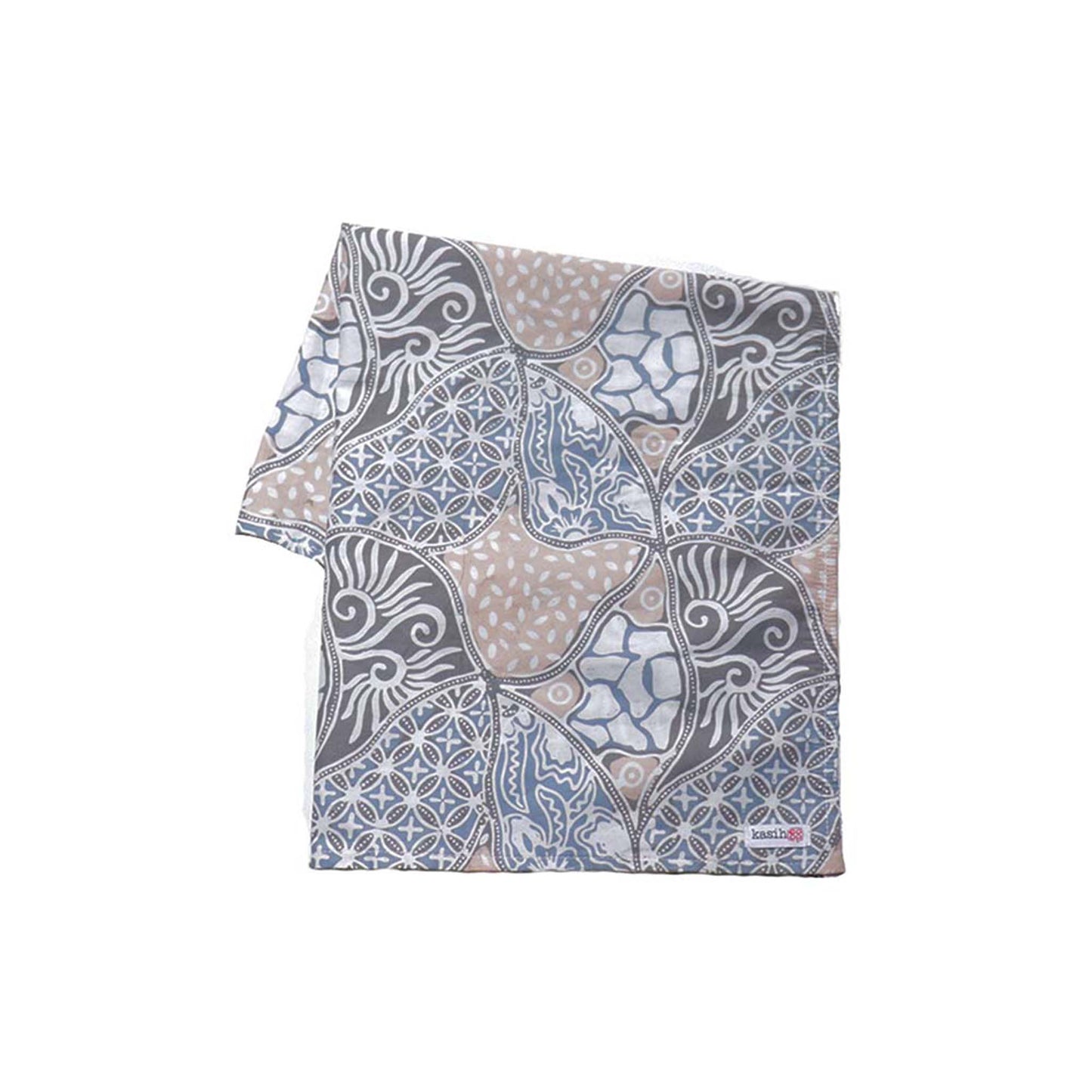 Batik Bandana - Blue, Gray and Tan