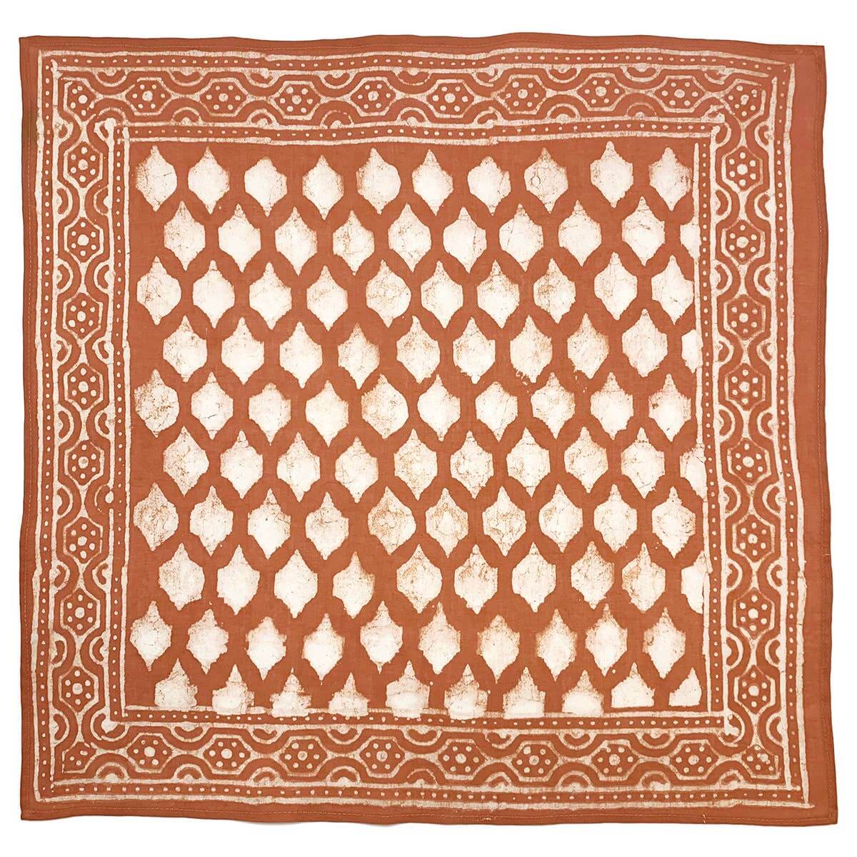 Bandana Square Scarf - Soft Brown Tile Grid Print