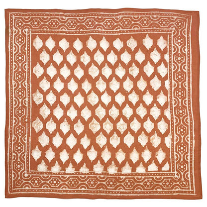 Bandana Square Scarf - Soft Brown Tile Grid Print