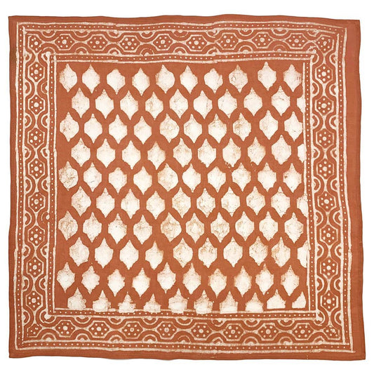 Bandana Square Scarf - Soft Brown Tile Grid Print