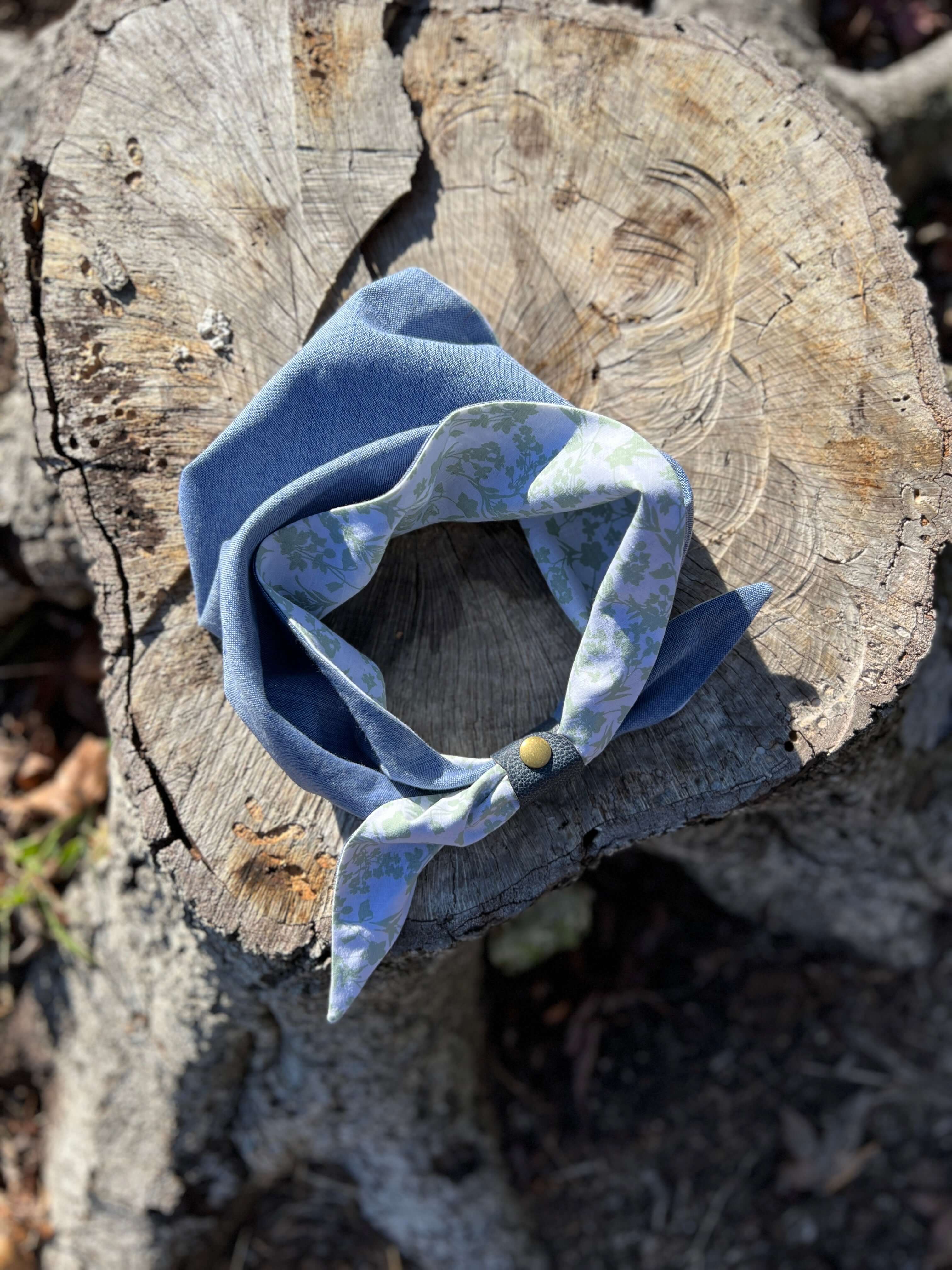 Neckerchief Scarf in Denim Chambray and Floral