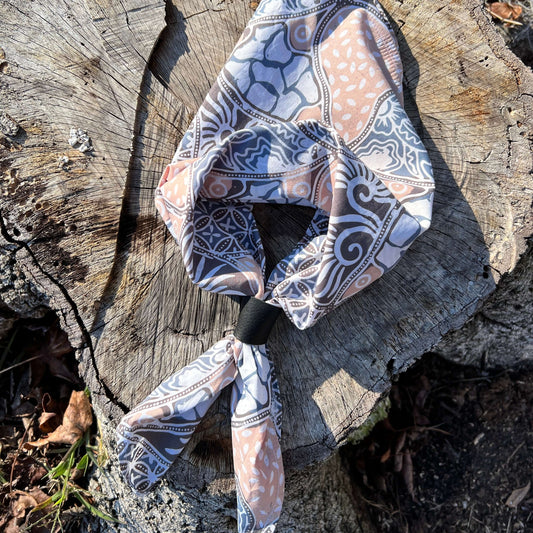 Batik Bandana - Blue, Gray and Tan