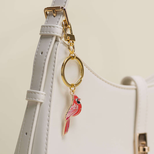 Red Cardinal Keychain & Bag Charm, Bird Gifts, Remembrance