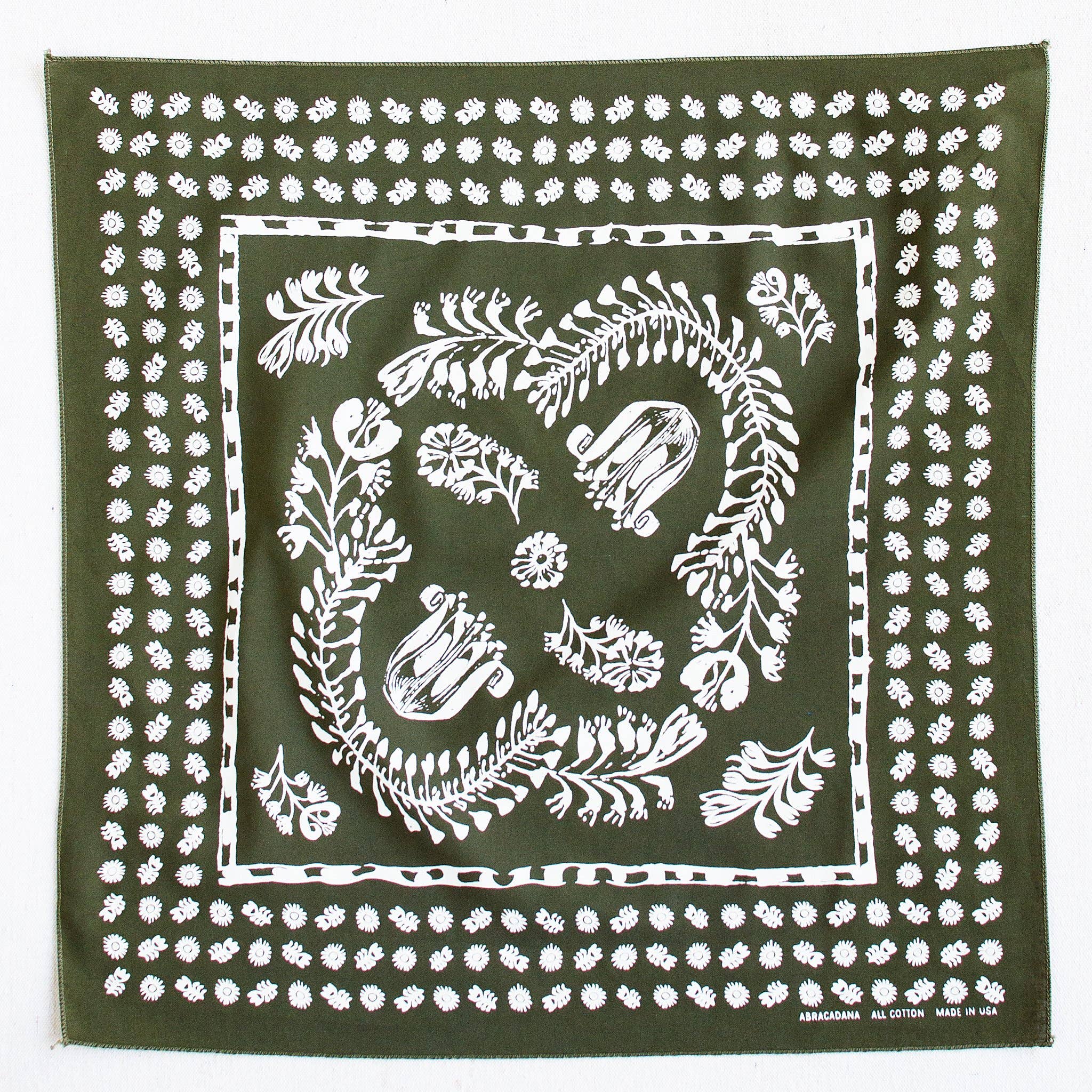 Olive Floral Bandana